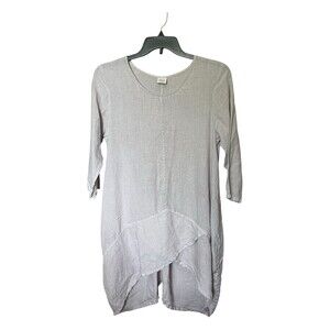 Et'Lois Light Linen Victoria Tulip Hem Tunic Top Shirt Light Lilac Size Medium